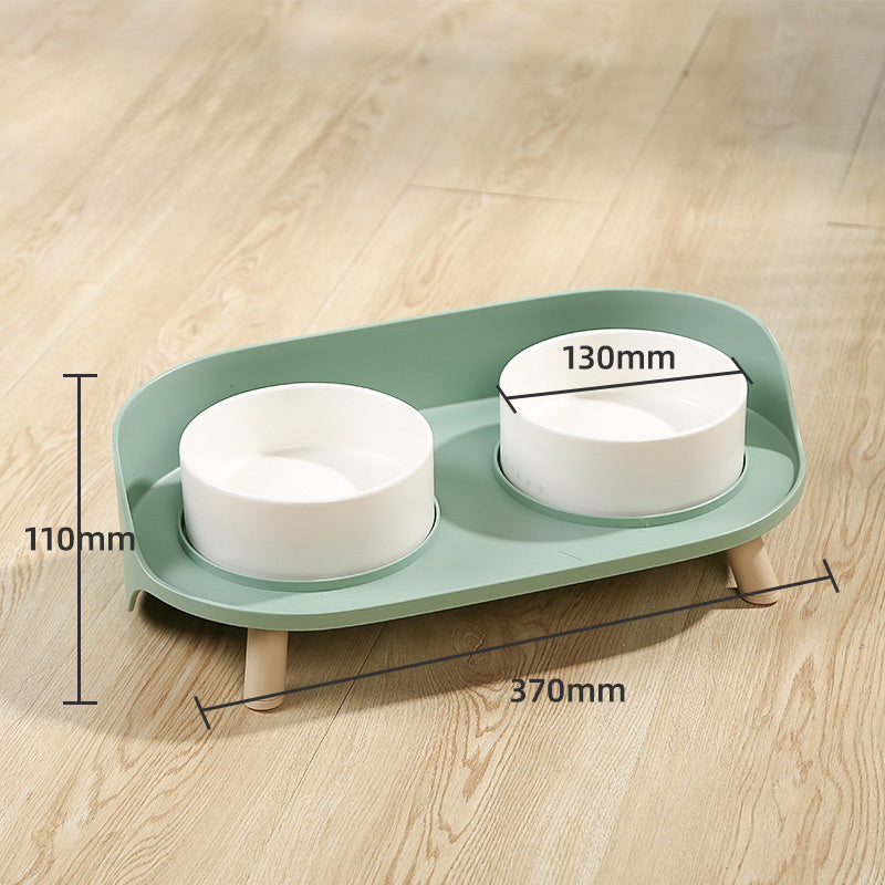 Pet Bowl Tilted Cat Double Bowls Protect