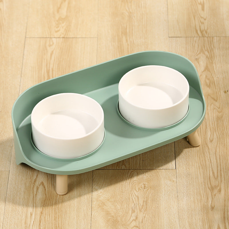 Pet Bowl Tilted Cat Double Bowls Protect