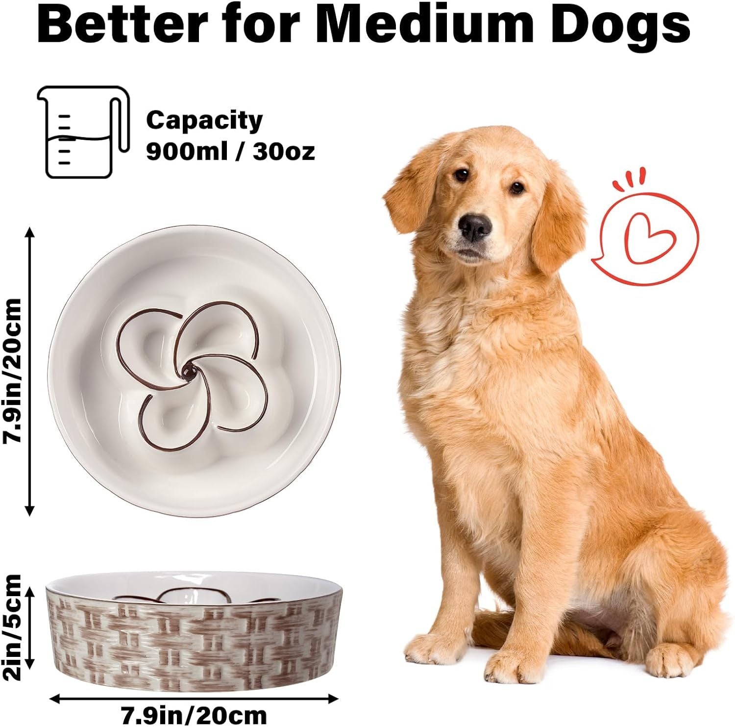 Ceramic Slow Feeder Dog Bowl Slow Feeder