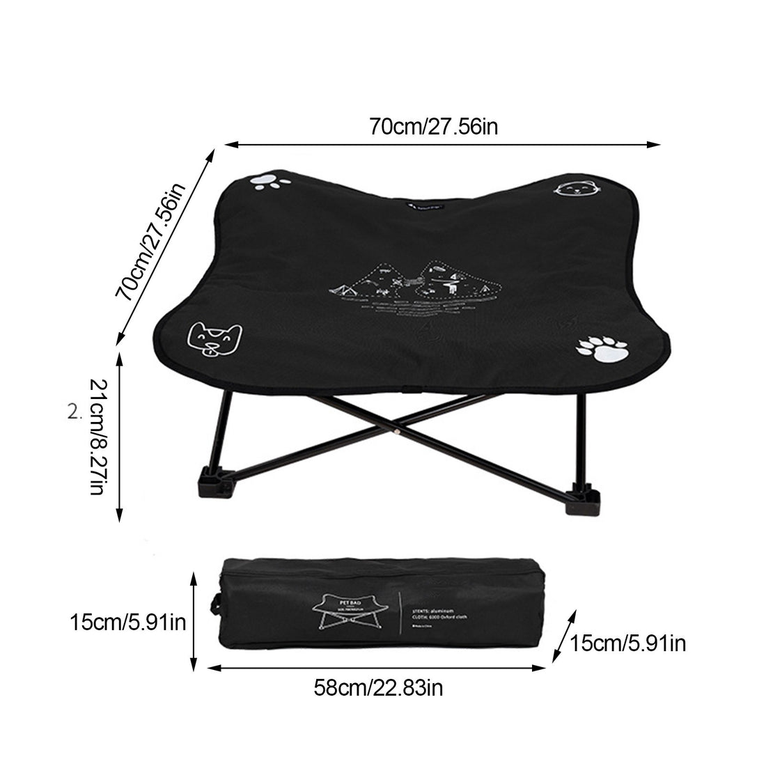 Outdoor washable pet folding bed