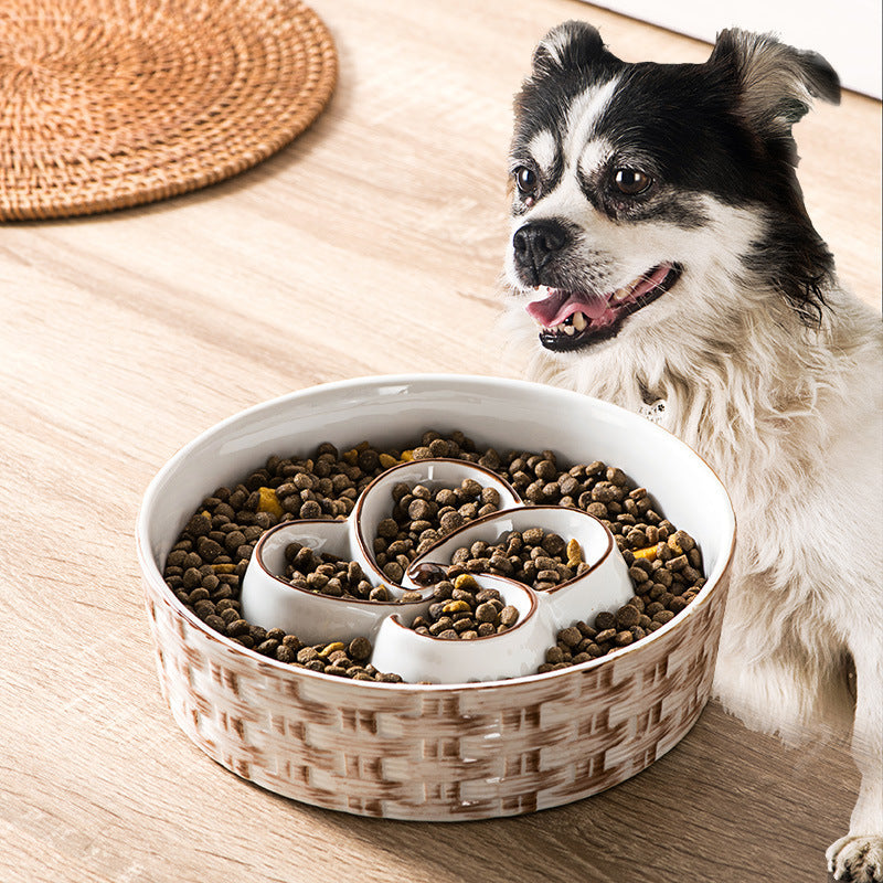 Ceramic Slow Feeder Dog Bowl Slow Feeder