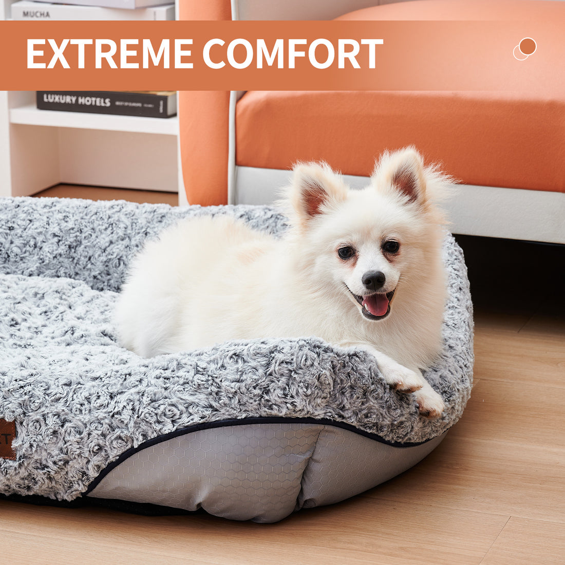 Swirl Rose Velvet Dog Beds For Small